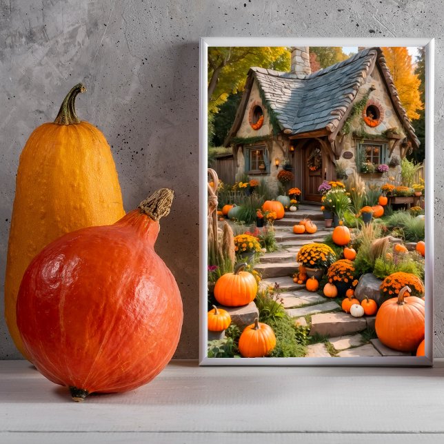 Cottage citrouille Automne Halloween Poster murale (Créateur téléchargé)