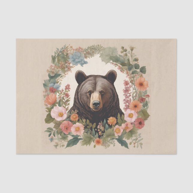 Cottage-Core-Bärendekoupage Seidenpapier (Vorderseite)