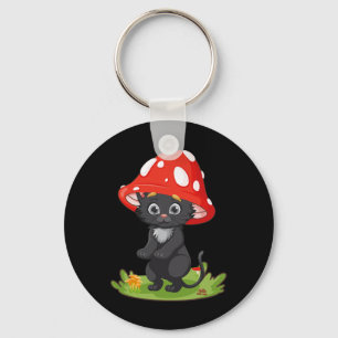Cottage core Black Cat Pilz Niedliche Frauen Giro Schlüsselanhänger