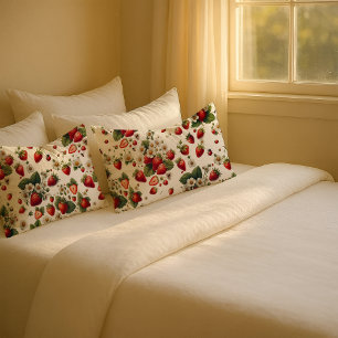 Cottage Core Erdbeer Blumen Kissenbezug