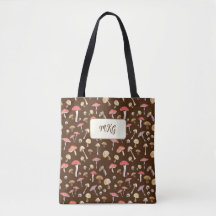 Cottage-Core-Mushroom-Muster Monogram Boho Tasche