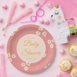 Cottage-Core Roush Pink Daisy Bloral Pappteller