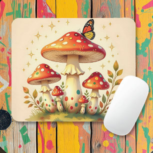 Cottage Core Vintage Pilze und Schmetterling Mousepad