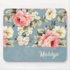Cottage Garden Flowers Chic Shabby Script Mousepad