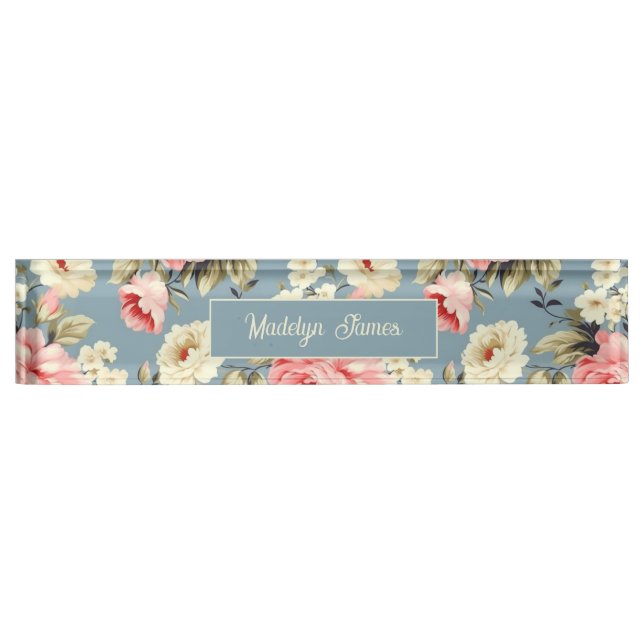 Cottage Garden Flowers Pattern Personalized Namensplakette (Vorderseite)