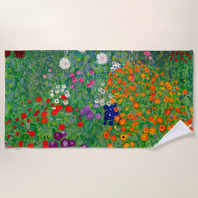 Cottage Garden Gustav Klimt Strandtuch (Vorderseite)