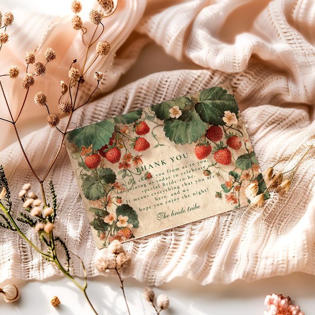 Cottage Garden Strawberry Bridal Shower Dankeskarte (Von Creator hochgeladen)