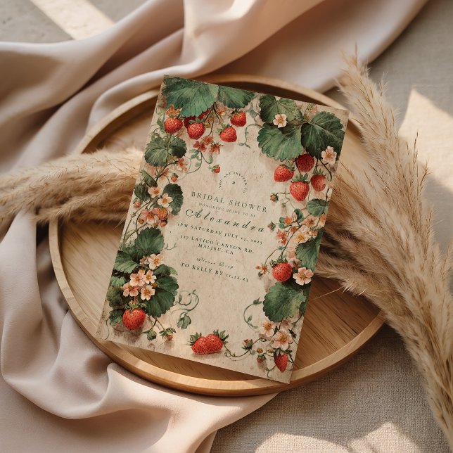 Cottage Garden Strawberry Bridal Shower Einladung (Von Creator hochgeladen)