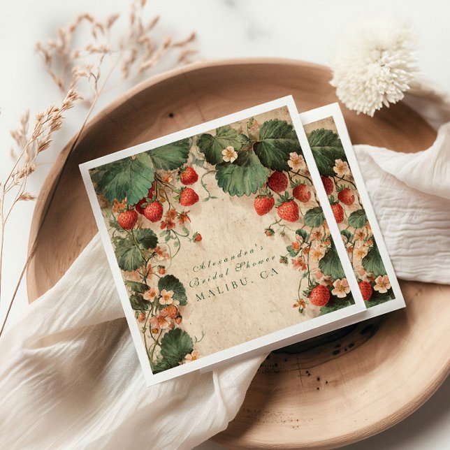 Cottage Garden Strawberry Bridal Shower Serviette (Von Creator hochgeladen)