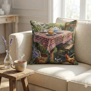 Cottage-Garten-Teemorgen-Wasserfarbe Kissen