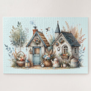 Cottage Haven Florale Häuser Illustration