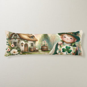 Cottage Leprechaun Patchwork-Quilt-Szene Seitenschläferkissen