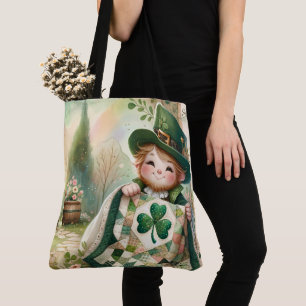 Cottage Leprechaun Patchwork-Quilt-Szene Tasche