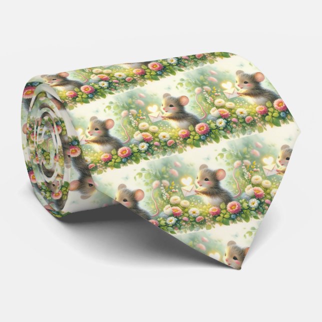 Cottage Mouse Love Letter Meadow Krawatte (Gerollt)