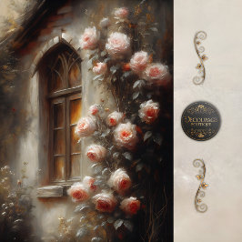 Cottage Rose Window Light Decoupage Seidenpapier