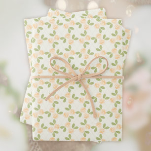 Cottage-Rosen in hellorange Geschenkpapier Set