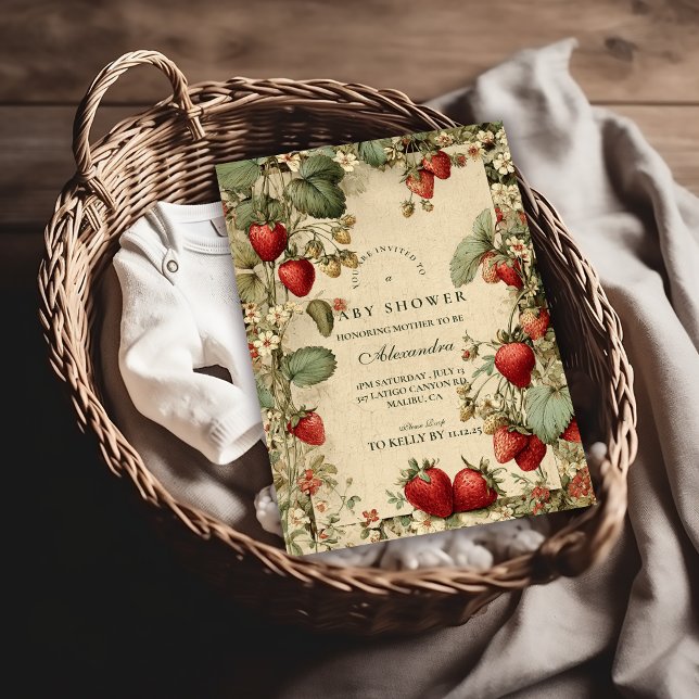 Cottage Strawberry Woodland Baby Shower Einladung (Von Creator hochgeladen)