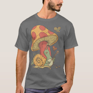 Cottagecore Aesthetische Schnecke Banjo auf Mushr  T-Shirt