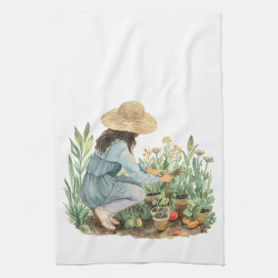 Cottagecore Aquarelle Jardin Serviette fille