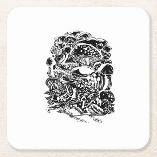 Cottagecore-Ästhetik-Frosch-Pilz-Goblincore-Kunst Rechteckiger Pappuntersetzer