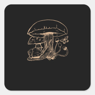 Cottagecore-Ästhetik Goblincore Pilz Schnecke Quadratischer Aufkleber