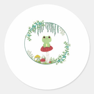 Cottagecore-Ästhetik Kawaii Frosch Goblincore Süß Runder Aufkleber