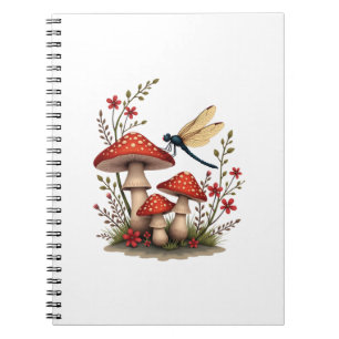 Cottagecore-Ästhetik-Libelle-Pilz-Witchy-Fl Notizblock