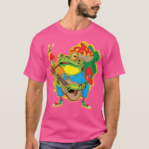 CottageCore Ästhetischer Frosch Gitarre auf Mushr T-Shirt