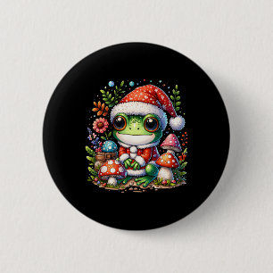 CottageCore Ästhetischer Frosch Weihnachtsmuschel Button