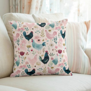 Cottagecore-Blumenhuhn Kissen