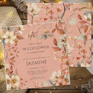 Cottagecore Boho Terracotta Wildblume Babydusche Einladung