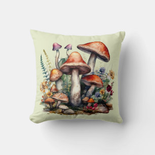 Cottagecore Champignons Coussin Jeté