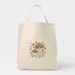 Cottagecore Champignons Floral Sac de Courses Ré
