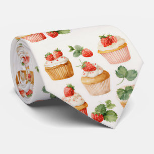 Cottagecore-Erdbeer-Cupcake-Krawatte Krawatte