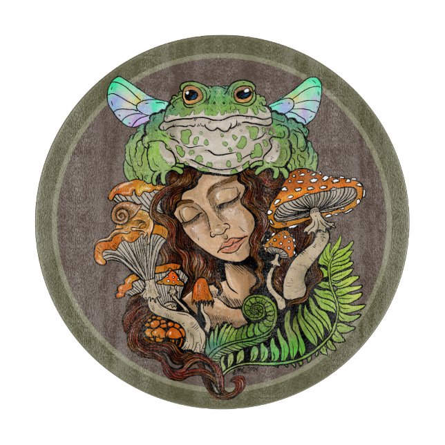 Cottagecore Fairy Frog Schneidebrett (Vorderseite)