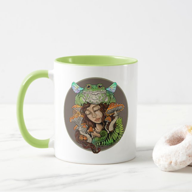 Cottagecore Fairy Frog Tasse (Mit Donut)