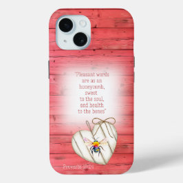 Cottagecore Faux Red Wood Heart Rainbow Bee Faith Case-Mate iPhone Hülle