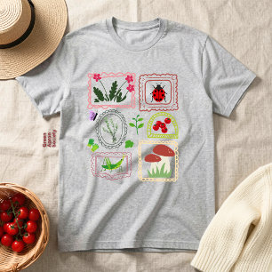 Cottagecore-Faux-Stickerei Botanische Elemente Tri-Blend Shirt