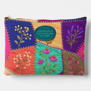 Cottagecore Florale Gestickte Patchwork Stickerei Zubehörtasche