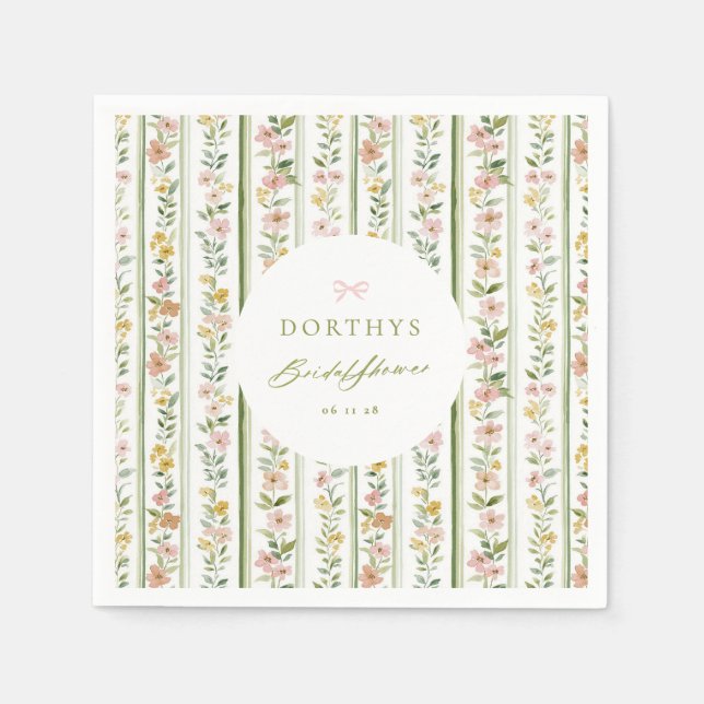 Cottagecore Florale Hochzeitsdusche Serviette (Vorderseite)