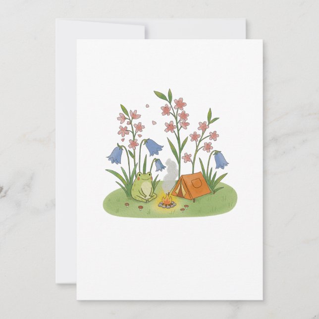 Cottagecore Frog Camping Einladung (Vorderseite)