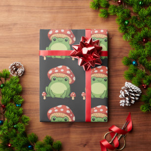 Cottagecore-Frosch-Ästhetik Süßer Frosch mit Pilz Geschenkpapier