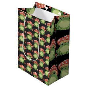 Cottagecore-Frosch-Ästhetik Süßer Frosch mit Pilz Mittlere Geschenktüte