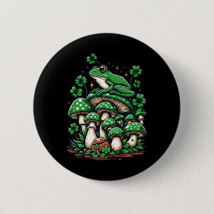 Cottagecore-Frosch-Ästhetik unter Pilz St. Patrick Button
