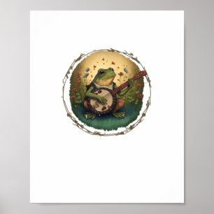 Cottagecore-Frosch spielt Banjo Goblincore-Ästheti Poster