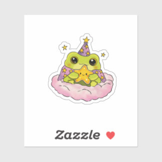 Cottagecore-Frosch-Zauberer-Hält-Stern-Kunstprint Aufkleber
