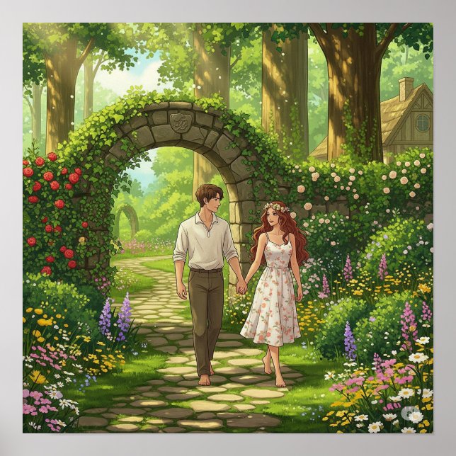 Cottagecore Garden Walk Poster (Vorne)