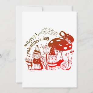 Cottagecore Gnome Couple Happy Valentine's Day Feiertagskarte