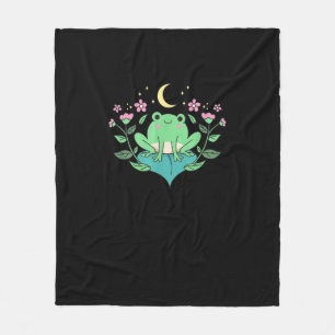 Cottagecore Goblincore Mondblumen Wald Frosch Mu Fleecedecke