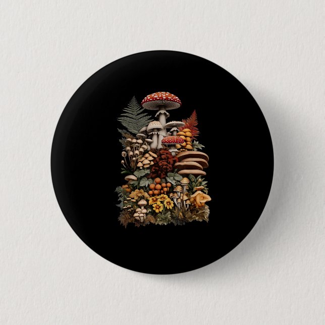 Cottagecore  Goblincore Pilzesuche Button (Vorderseite)